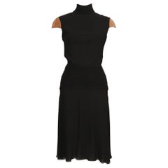 2001 GIANNI VERSACE COUTURE silk chiffon dress with leather cap sleeves