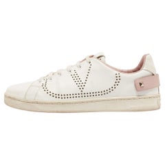 Valentino White Leather Rockstud Slip On Sneakers Size 39