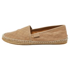 Gucci Brown CC Leather Espadrille Flats Size 37