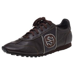 Gucci Brown Leather Low Top Sneakers Size 45