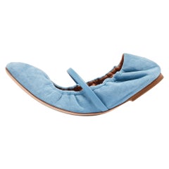 Malone Souliers Light Blue Suede Cher Ballet Flats Size 37.5