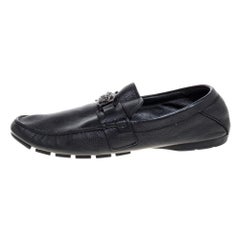 Versace Black Leather Medusa Loafers Size 44