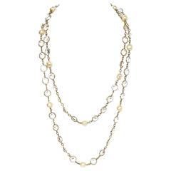 Chanel Crystal & Pearl Sautoir Necklace
