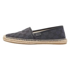 Gucci Navy Blue/Black GG Canvas Espadrille Flats Size 40.5