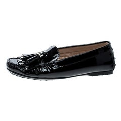 Tod's Black Patent Leather Tassel Loafers Size 36.5