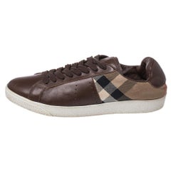 Burberry Brown Canvas And Leather Lace Sneakers Size 43