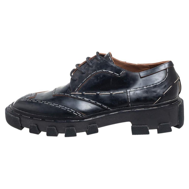 Balenciaga Black Leather Topstitch Platform Derby Size 38 at 1stDibs