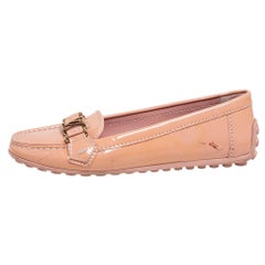 Louis Vuitton Beige Patent Leather Oxford Loafers Size 37