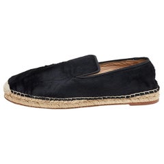 Celine Black Calf Hair Espadrille Flats Size 41