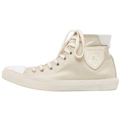 Saint Laurent Grey/White Leather Bedford Star Print High Top Sneakers Size 36