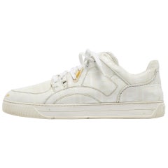 Fendi White Logo Print Leather Low Top Sneakers Size 45