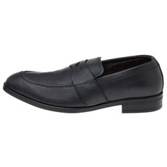 Ermenegildo Zegna Black Leather Slip on Loafers Size 41