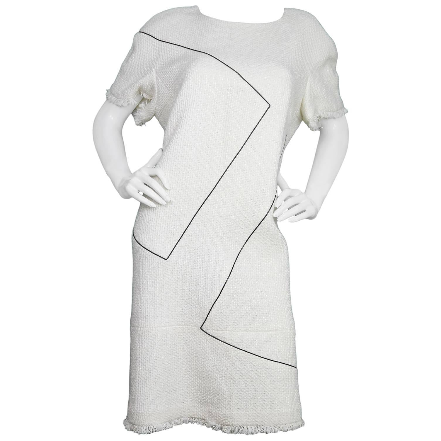 Chanel Pearlized Ivory Shift Dress sz FR50