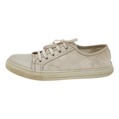 Gucci Off-white Leather And GG Canvas Low Top Sneakers Size 43
