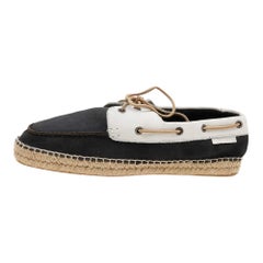 Giorgio Armani Black/White Nubuck Leather Espadrille Boat Shoes Size 43
