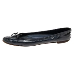 Gucci Navy Blue Patent Leather Ballet Flats Size 36.5