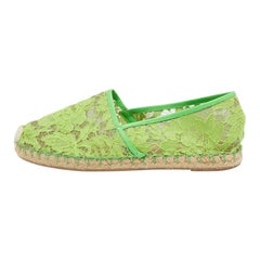 Valentino Green Mesh and Lace Espadrille Flats Size 40