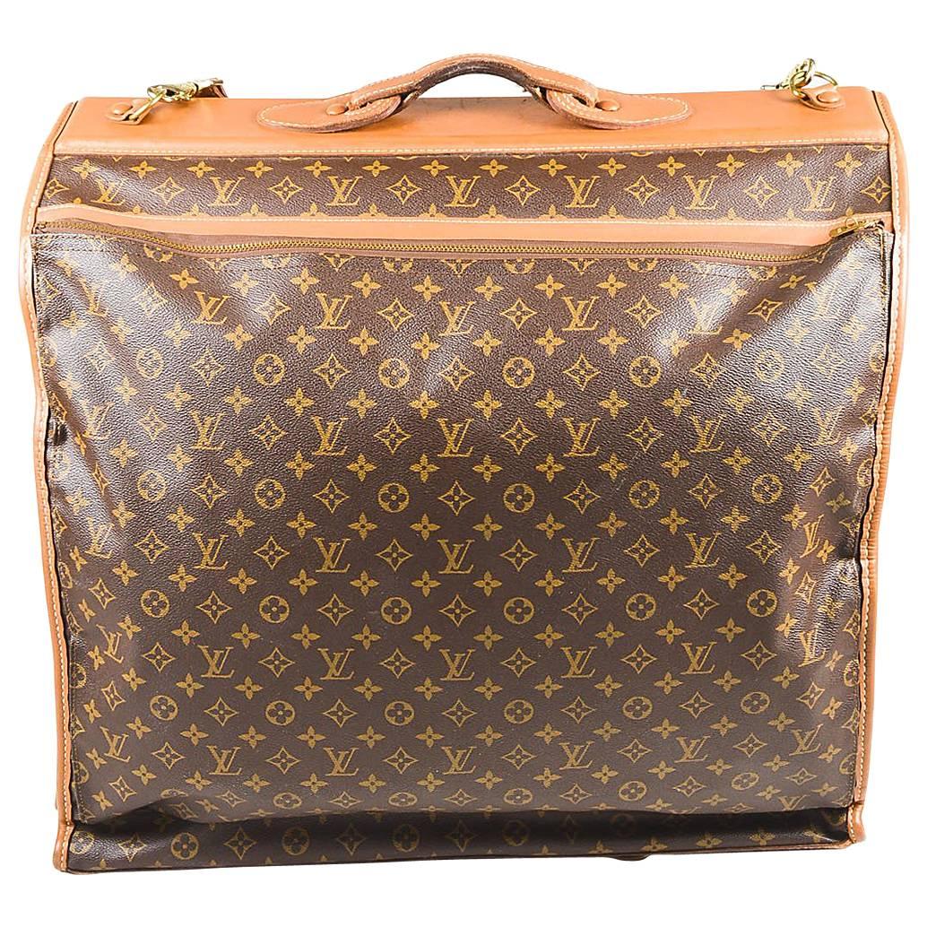 Vintage Louis Vuitton The French Luggage Company Coated Canvas "LV" Garment Bag For Sale