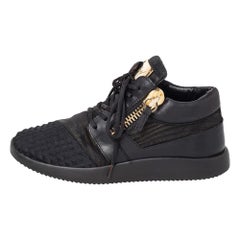 Giuseppe Zanotti, scarpe da ginnastica basse in pelle e camoscio nero, taglia 37