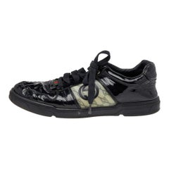 Gucci Negro Charol GG Low Top Zapatillas Tamaño 43.5