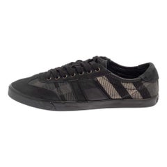 Burberry Black/Grey Suede And Check Canvas Low Top Sneakers Size 44