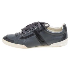 Baskets basses Dior grises en cuir et cuir verni, taille 41
