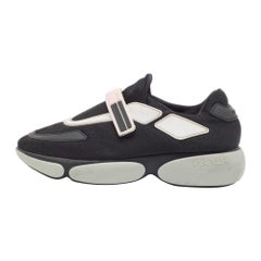 Prada Black Mesh and Rubber Velcro Slip On Sneakers Size 38