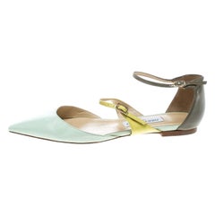 Jimmy Choo Multicolor Leather Ankle Strap D'orsay Pointed Toe Flats Size 37