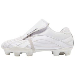 Balenciaga White Faux Leather Soccer Low Top Sneakers Size 35