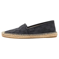 Gucci Black GG Canvas and Leather Espadrille Flats Size 37.5