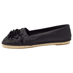 Dior Espadrilles plates embellies de cristaux en toile noire, taille 42