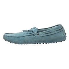 Tod's Light Blue Suede Bow Slip On Loafers Size 44.5