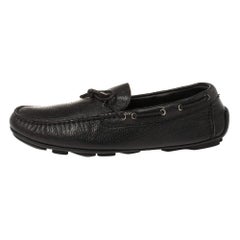 Ermenegildo Zegna Black Leather Bow Loafers Size 42