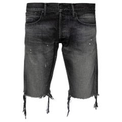 John Elliott Grey Denim Frayed Hem Detail Shorts M