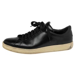 Tom Ford Schwarz Leder Warwick Low Top Turnschuhe Größe 44
