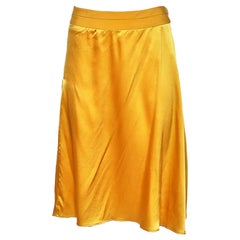 Etro Yellow Silk, Satin And Pleated Crepe Trim Skirt S