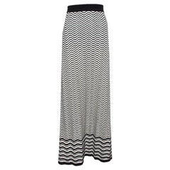 M Missoni Monochrome Wave Patterned Knit Maxi Skirt M