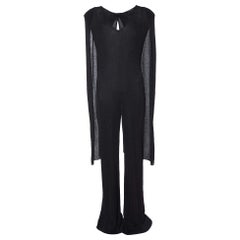 Elisabetta Franchi Black Lurex Knit Cape Detail Jumpsuit S