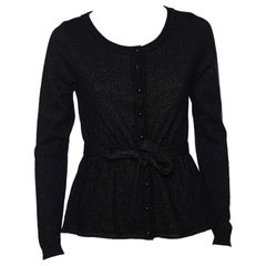 Moschino Cheap and Chic Black Lurex Knit Button Front Cardigan M