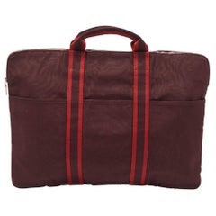 Hermes Bordeaux Canvas Fourre Tout Briefcase