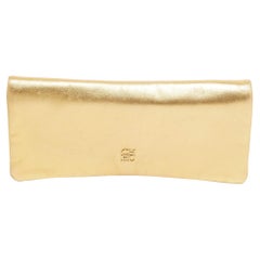 CH Carolina Herrera Gold Leather Clutch