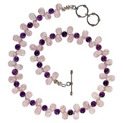 AJD Collana scintillante di Morganite e Ametista da 18 pollici