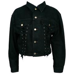 Jean Paul Gaultier Junior Vintage Black Denim Corset Style Jacket