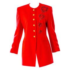 1990s Escada by Margaretha Ley Pure Wool Red Jacket