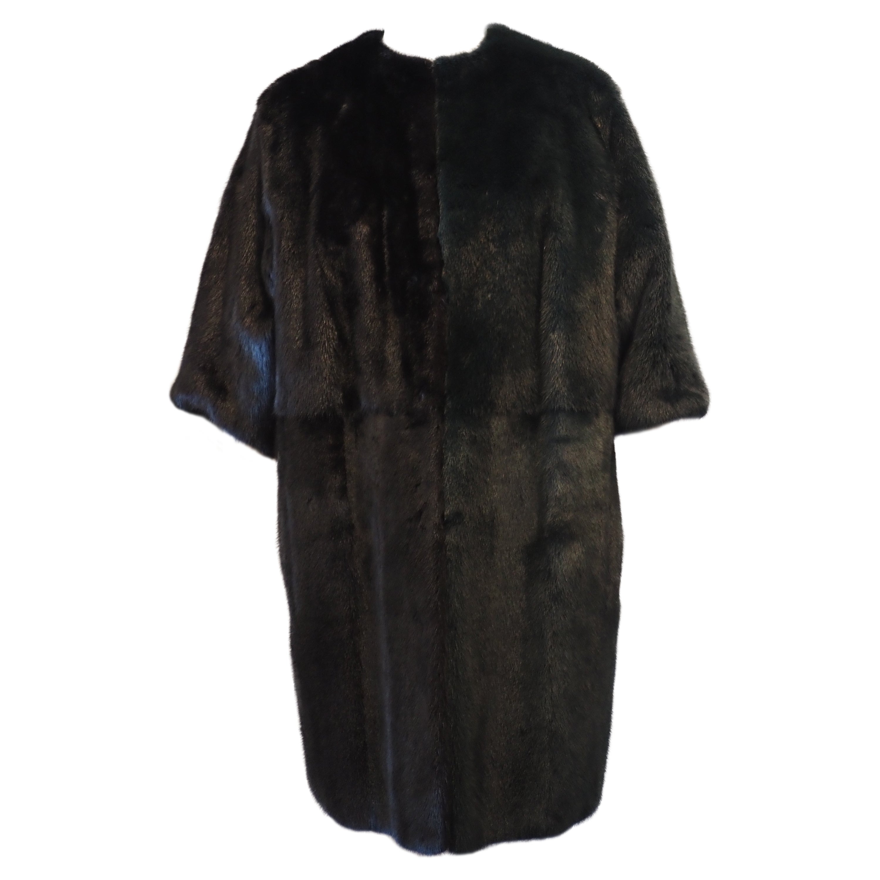 Fendi black green bicolour mink fur coat For Sale