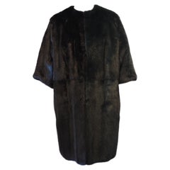 Fendi black green bicolour mink fur coat