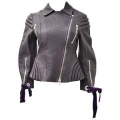 Alexander McQueen Fitted Aubergine Biker Jacket