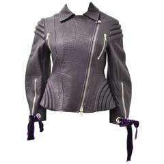 Alexander McQueen Fitted Aubergine Biker Jacket 