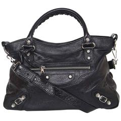Balenciaga Black Leather Town Crossbody Bag SHW w/ DB