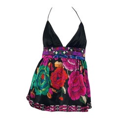 2008 Roberto Cavalli Blumendruck Babydoll Seidentop NWT